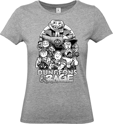 Dungeons and Rage Meme - rpg, Pen and Paper, d20, Pen and paper, dungeon master, role-playing game, tabletop, game master, meme, internet, rage, comic, rage comics, troll face, me gusta, derp, warrior, mage, wizard, barbarian - Standard T-Shirt (Women)
