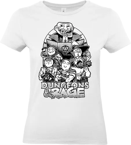 Dungeons and Rage Meme - rpg, Pen and Paper, d20, Pen and paper, dungeon master, role-playing game, tabletop, game master, meme, internet, rage, comic, rage comics, troll face, me gusta, derp, warrior, mage, wizard, barbarian - Standard T-Shirt (Women)