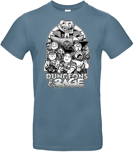 Dungeons and Rage Meme - rpg, Pen and Paper, d20, Pen and paper, dungeon master, role-playing game, tabletop, game master, meme, internet, rage, comic, rage comics, troll face, me gusta, derp, warrior, mage, wizard, barbarian - Standard T-Shirt