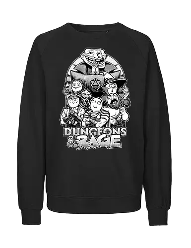 Dungeons and Rage Meme - rpg, Pen and Paper, d20, Pen and paper, dungeon master, role-playing game, tabletop, game master, meme, internet, rage, comic, rage comics, troll face, me gusta, derp, warrior, mage, wizard, barbarian - Fairtrade Sweatshirt