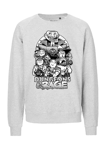 Dungeons and Rage Meme - rpg, Pen and Paper, d20, Pen and paper, dungeon master, role-playing game, tabletop, game master, meme, internet, rage, comic, rage comics, troll face, me gusta, derp, warrior, mage, wizard, barbarian - Fairtrade Sweatshirt