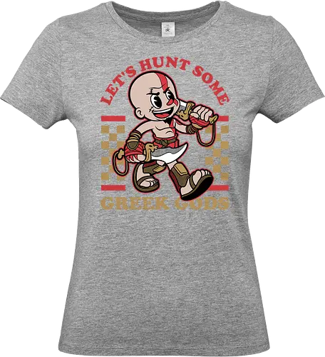 Game Mascot Demigod Hunter - Video Games, Video Game, Game, Games, Gamer, Mascot, Retro, Vintage, Retro Vintage, Retro Gamer, Retro Cartoon, Demigod, God, Greek Mythology, Greek, Mythical, Mythology, Myth, Hack And Slash, Fantasy, Adventure, Classic - Standard T-Shirt (Women)