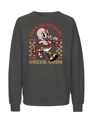 Game Mascot Demigod Hunter - Video Games, Video Game, Game, Games, Gamer, Mascot, Retro, Vintage, Retro Vintage, Retro Gamer, Retro Cartoon, Demigod, God, Greek Mythology, Greek, Mythical, Mythology, Myth, Hack And Slash, Fantasy, Adventure, Classic - Fairtrade Sweatshirt