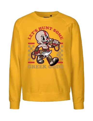 Game Mascot Demigod Hunter - Video Games, Video Game, Game, Games, Gamer, Mascot, Retro, Vintage, Retro Vintage, Retro Gamer, Retro Cartoon, Demigod, God, Greek Mythology, Greek, Mythical, Mythology, Myth, Hack And Slash, Fantasy, Adventure, Classic - Fairtrade Sweatshirt