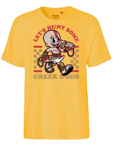 Game Mascot Demigod Hunter - Video Games, Video Game, Game, Games, Gamer, Mascot, Retro, Vintage, Retro Vintage, Retro Gamer, Retro Cartoon, Demigod, God, Greek Mythology, Greek, Mythical, Mythology, Myth, Hack And Slash, Fantasy, Adventure, Classic - Fairtrade T-Shirt