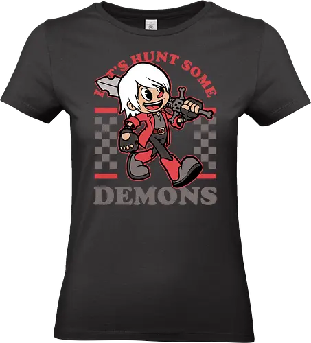 Game Mascot Devil Hunter - Video Games, Video Game, Game, Games, Gamer, Mascot, Retro, Vintage, Retro Vintage, Retro Gamer, Retro Cartoon, Demon, Devil, Hunter, Fantasy, Adventure, Hack And Slash, Classic, Dante - Standard T-Shirt (Women)
