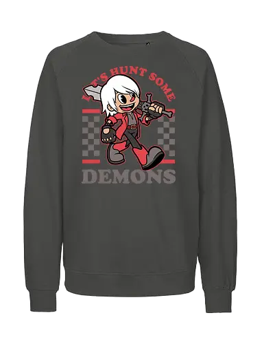 Game Mascot Devil Hunter - Video Games, Video Game, Game, Games, Gamer, Mascot, Retro, Vintage, Retro Vintage, Retro Gamer, Retro Cartoon, Demon, Devil, Hunter, Fantasy, Adventure, Hack And Slash, Classic, Dante - Fairtrade Sweatshirt