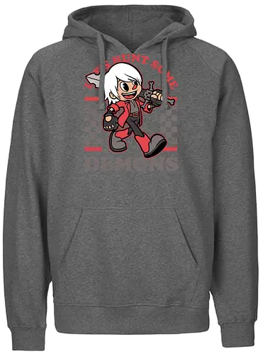 Game Mascot Devil Hunter - Video Games, Video Game, Game, Games, Gamer, Mascot, Retro, Vintage, Retro Vintage, Retro Gamer, Retro Cartoon, Demon, Devil, Hunter, Fantasy, Adventure, Hack And Slash, Classic, Dante - Fairtrade Hoodie
