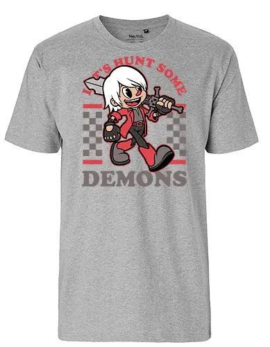 Game Mascot Devil Hunter - Video Games, Video Game, Game, Games, Gamer, Mascot, Retro, Vintage, Retro Vintage, Retro Gamer, Retro Cartoon, Demon, Devil, Hunter, Fantasy, Adventure, Hack And Slash, Classic, Dante - Fairtrade T-Shirt