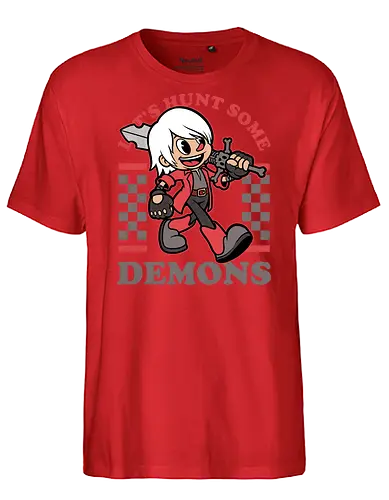 Game Mascot Devil Hunter - Video Games, Video Game, Game, Games, Gamer, Mascot, Retro, Vintage, Retro Vintage, Retro Gamer, Retro Cartoon, Demon, Devil, Hunter, Fantasy, Adventure, Hack And Slash, Classic, Dante - Fairtrade T-Shirt