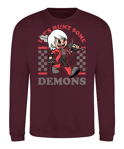 Game Mascot Devil Hunter - Video Games, Video Game, Game, Games, Gamer, Mascot, Retro, Vintage, Retro Vintage, Retro Gamer, Retro Cartoon, Demon, Devil, Hunter, Fantasy, Adventure, Hack And Slash, Classic, Dante - Sweatshirt