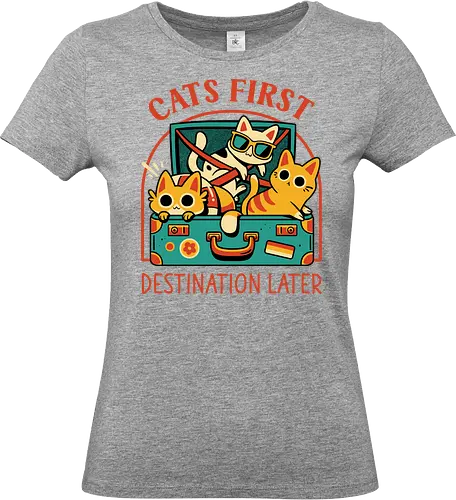 Pack The Cats - cats, kawaii cute, travel, suitcase, funny, holidays, vacation mode, kittens, great outdoors, cat lover, humor, quirky, vintage, packing, adventure - Standard T-Shirt (Women)