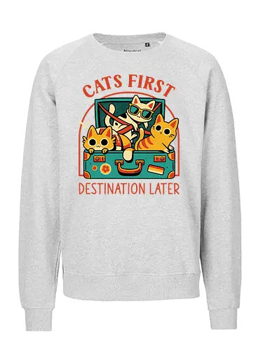 Pack The Cats - cats, kawaii cute, travel, suitcase, funny, holidays, vacation mode, kittens, great outdoors, cat lover, humor, quirky, vintage, packing, adventure - Fairtrade Sweatshirt