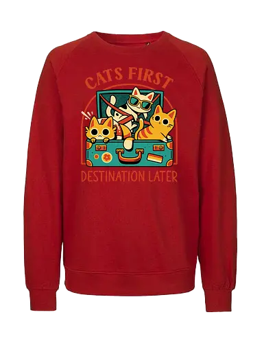 Pack The Cats - cats, kawaii cute, travel, suitcase, funny, holidays, vacation mode, kittens, great outdoors, cat lover, humor, quirky, vintage, packing, adventure - Fairtrade Sweatshirt
