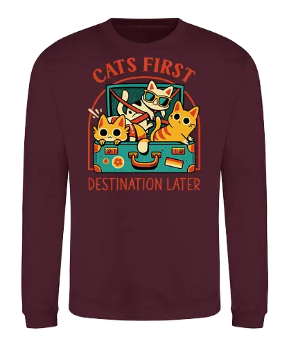 Pack The Cats - cats, kawaii cute, travel, suitcase, funny, holidays, vacation mode, kittens, great outdoors, cat lover, humor, quirky, vintage, packing, adventure - Sweatshirt
