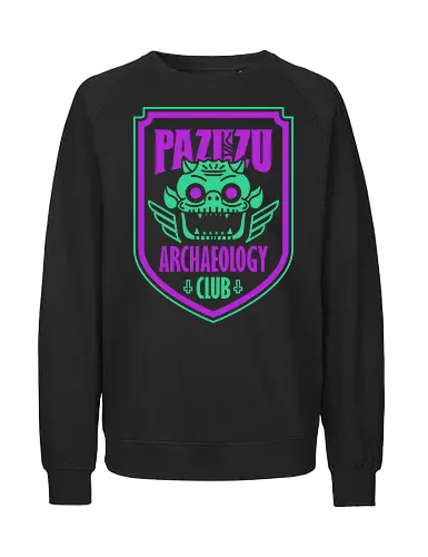 Pazuzu Archaeology Club - 80s movies, archaeologist, archaeology, badge, captain howdy, cult film, demon, evil, exorcism, funny, halloween, horror, pazuzu, possessed, possession - Fairtrade Sweatshirt