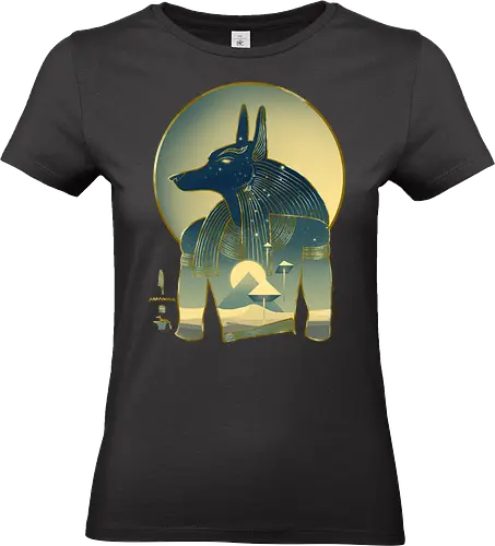 Blue Anubis - Anubis, Aliens, spaceship, pyramid, Egyptiangods, ancientegypt, egypt, egyptology, ancienthistory, art, pyramids, ancientegyptian, Osiris, Isis, Horus - Standard T-Shirt (Women)