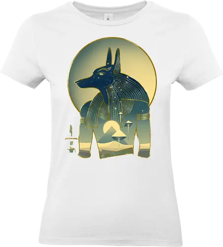 Blue Anubis - Anubis, Aliens, spaceship, pyramid, Egyptiangods, ancientegypt, egypt, egyptology, ancienthistory, art, pyramids, ancientegyptian, Osiris, Isis, Horus - Standard T-Shirt (Women)