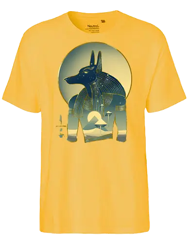 Blue Anubis - Anubis, Aliens, spaceship, pyramid, Egyptiangods, ancientegypt, egypt, egyptology, ancienthistory, art, pyramids, ancientegyptian, Osiris, Isis, Horus - Fairtrade T-Shirt