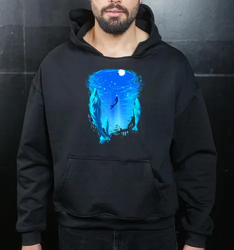 Part of Our World - mermaid, siren, whales, nature - Cropped Hoodie