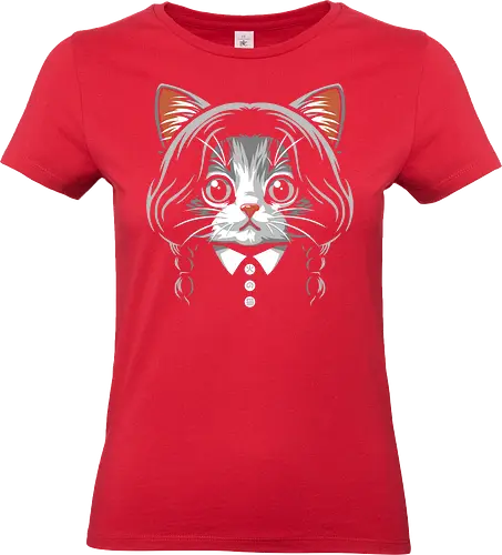Wednesday Addams Cute Cat - wednesday addams, black cat, cute, chibi, cartoon, addams, goth, viral, wednesday, addams family, halloween, horror, morticia, gomez, gothic - Standard T-Shirt (Women)
