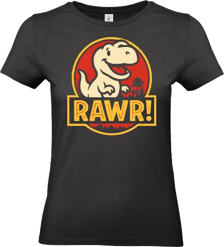 RAWR! - dinosaur, cartoon, rawr, logo, red, cute, emblem, playful, character - Standard T-Shirt (Women)