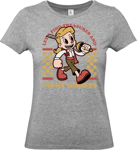 Game Mascot Monkey Pirate - Video Games, Video Game, Game, Games, Gamer, Mascot, Retro, Vintage, Retro Vintage, Retro Gamer, Retro Cartoon, Monkey, Pirates, Pirate, Fantasy, Adventure, Sword, Ghosts, Ghost, Treasure Hunter, Treasure - Standard T-Shirt (Women)