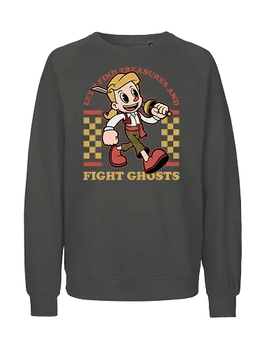 Game Mascot Monkey Pirate - Video Games, Video Game, Game, Games, Gamer, Mascot, Retro, Vintage, Retro Vintage, Retro Gamer, Retro Cartoon, Monkey, Pirates, Pirate, Fantasy, Adventure, Sword, Ghosts, Ghost, Treasure Hunter, Treasure - Fairtrade Sweatshirt