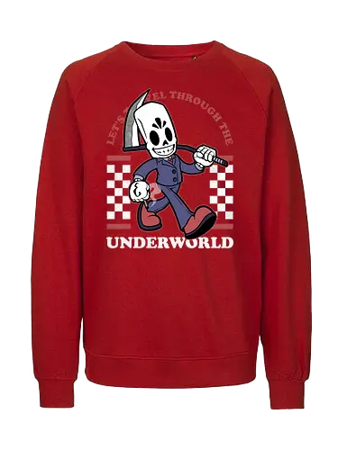 Game Mascot Travel Reaper - Video Games, Video Game, Game, Games, Gamer, Mascot, Retro, Vintage, Retro Vintage, Retro Gamer, Retro Cartoon, Fantasy, Adventure, Classic, Death, Grim Reaper, Soul Reaper, Skull, Skeleton, Investigate, Investigation, Noir - Fairtrade Sweatshirt