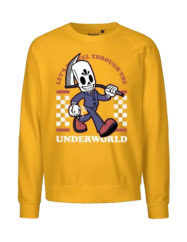 Game Mascot Travel Reaper - Video Games, Video Game, Game, Games, Gamer, Mascot, Retro, Vintage, Retro Vintage, Retro Gamer, Retro Cartoon, Fantasy, Adventure, Classic, Death, Grim Reaper, Soul Reaper, Skull, Skeleton, Investigate, Investigation, Noir - Fairtrade Sweatshirt