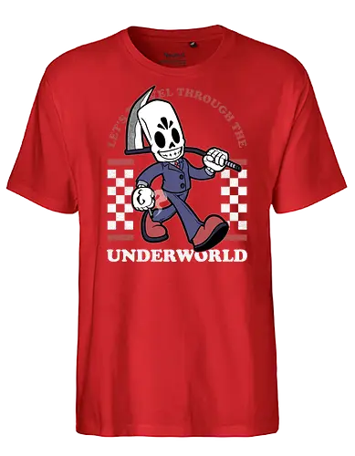 Game Mascot Travel Reaper - Video Games, Video Game, Game, Games, Gamer, Mascot, Retro, Vintage, Retro Vintage, Retro Gamer, Retro Cartoon, Fantasy, Adventure, Classic, Death, Grim Reaper, Soul Reaper, Skull, Skeleton, Investigate, Investigation, Noir - Fairtrade T-Shirt