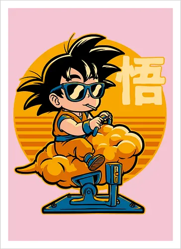 Cloud Anime Hero - retro vintage, kids, cloud, super hero, martial arts, fight, fighting, champion, championship, anime, manga, fun, funny, cute, classic, tv show - Artprint