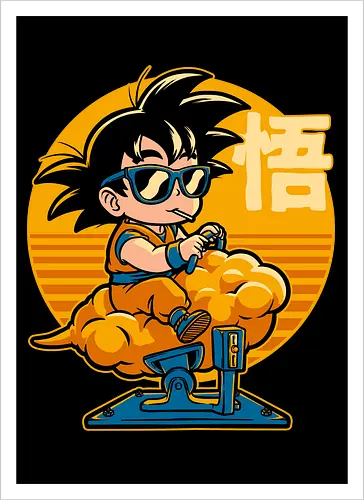 Cloud Anime Hero - retro vintage, kids, cloud, super hero, martial arts, fight, fighting, champion, championship, anime, manga, fun, funny, cute, classic, tv show - Artprint