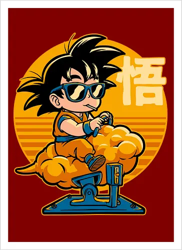 Cloud Anime Hero - retro vintage, kids, cloud, super hero, martial arts, fight, fighting, champion, championship, anime, manga, fun, funny, cute, classic, tv show - Artprint