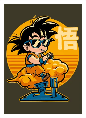 Cloud Anime Hero - retro vintage, kids, cloud, super hero, martial arts, fight, fighting, champion, championship, anime, manga, fun, funny, cute, classic, tv show - Artprint