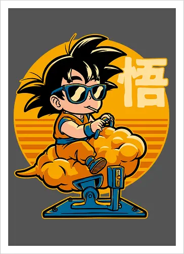 Cloud Anime Hero - retro vintage, kids, cloud, super hero, martial arts, fight, fighting, champion, championship, anime, manga, fun, funny, cute, classic, tv show - Artprint