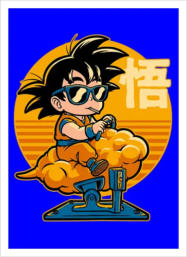 Cloud Anime Hero - retro vintage, kids, cloud, super hero, martial arts, fight, fighting, champion, championship, anime, manga, fun, funny, cute, classic, tv show - Artprint