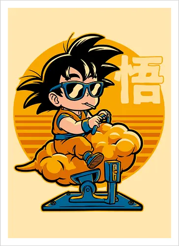 Cloud Anime Hero - retro vintage, kids, cloud, super hero, martial arts, fight, fighting, champion, championship, anime, manga, fun, funny, cute, classic, tv show - Artprint