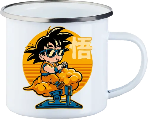 Cloud Anime Hero - retro vintage, kids, cloud, super hero, martial arts, fight, fighting, champion, championship, anime, manga, fun, funny, cute, classic, tv show - Enamel Mug