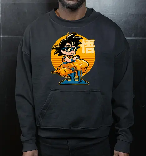 Cloud Anime Hero - retro vintage, kids, cloud, super hero, martial arts, fight, fighting, champion, championship, anime, manga, fun, funny, cute, classic, tv show - Cropped Sweatshirt