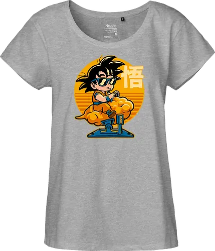 Cloud Anime Hero - retro vintage, kids, cloud, super hero, martial arts, fight, fighting, champion, championship, anime, manga, fun, funny, cute, classic, tv show - Fairtrade Girl Shirt