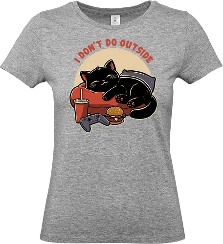 Lazy Gamer Cat  - black cat, cat, pet, food, video game, game, nerd, geek, outside, fast food, cute, burger, hamburger, tv show, movies, lazy, tired - Standard T-Shirt (Women)
