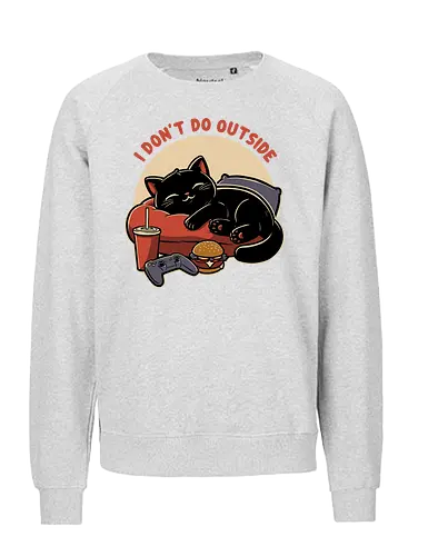 Lazy Gamer Cat  - black cat, cat, pet, food, video game, game, nerd, geek, outside, fast food, cute, burger, hamburger, tv show, movies, lazy, tired - Fairtrade Sweatshirt