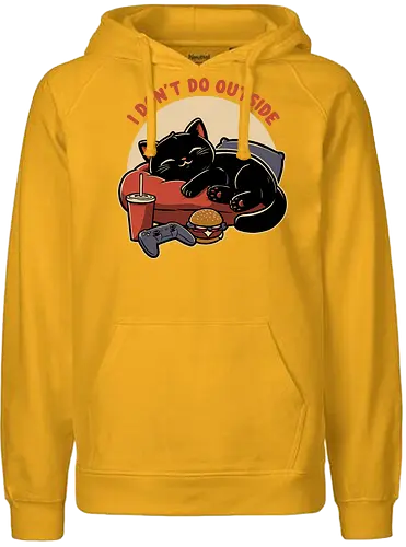 Lazy Gamer Cat  - black cat, cat, pet, food, video game, game, nerd, geek, outside, fast food, cute, burger, hamburger, tv show, movies, lazy, tired - Fairtrade Hoodie