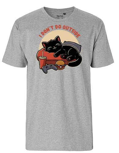 Lazy Gamer Cat  - black cat, cat, pet, food, video game, game, nerd, geek, outside, fast food, cute, burger, hamburger, tv show, movies, lazy, tired - Fairtrade T-Shirt