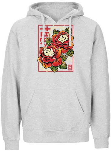 Naptime in Roses - cute rabbit, bunny, roses, sleeping, botanical art, dreamy, floral, japanese, kawaii animal, nature, zen, flowers, soft - Fairtrade Hoodie
