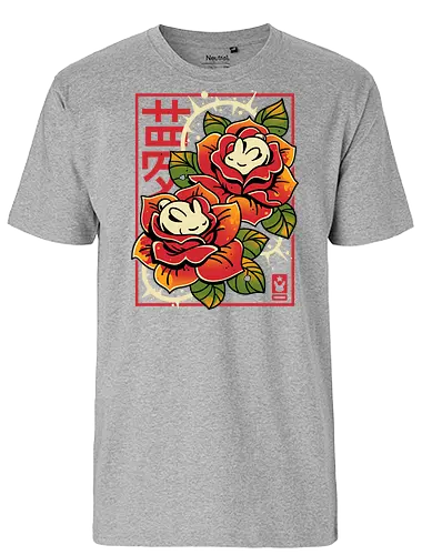 Naptime in Roses - cute rabbit, bunny, roses, sleeping, botanical art, dreamy, floral, japanese, kawaii animal, nature, zen, flowers, soft - Fairtrade T-Shirt