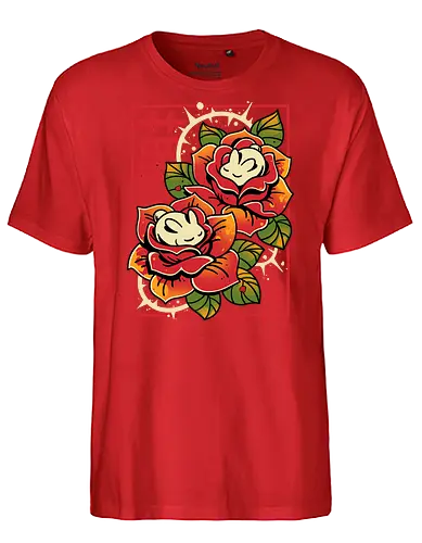 Naptime in Roses - cute rabbit, bunny, roses, sleeping, botanical art, dreamy, floral, japanese, kawaii animal, nature, zen, flowers, soft - Fairtrade T-Shirt
