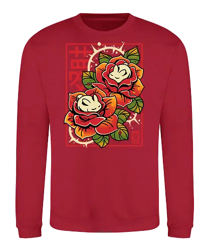 Naptime in Roses - cute rabbit, bunny, roses, sleeping, botanical art, dreamy, floral, japanese, kawaii animal, nature, zen, flowers, soft - Sweatshirt