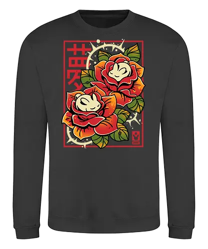 Naptime in Roses - cute rabbit, bunny, roses, sleeping, botanical art, dreamy, floral, japanese, kawaii animal, nature, zen, flowers, soft - Sweatshirt